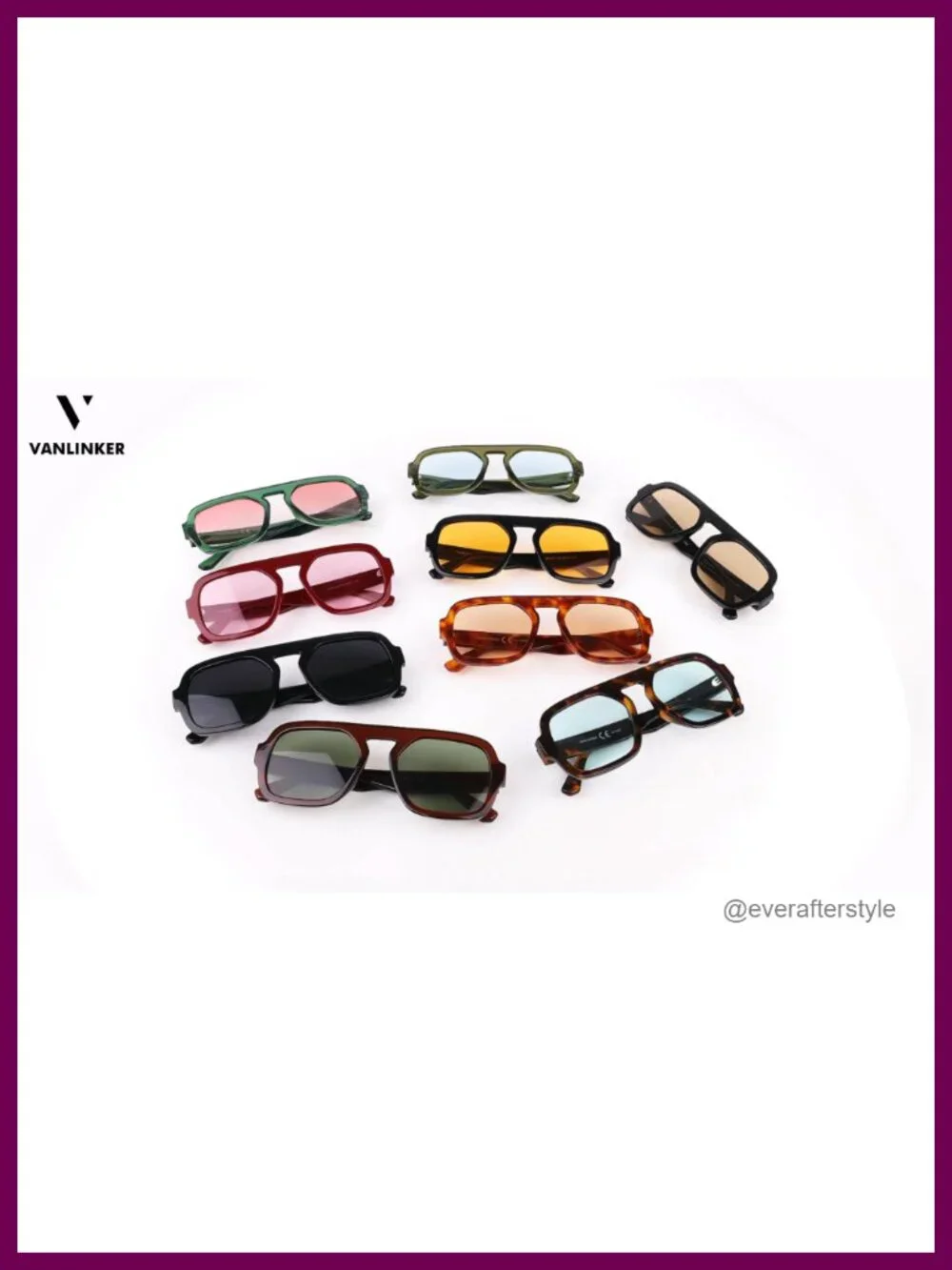 Retro Square Aviator Sunglasses Oversized UV400 Protection Unisex